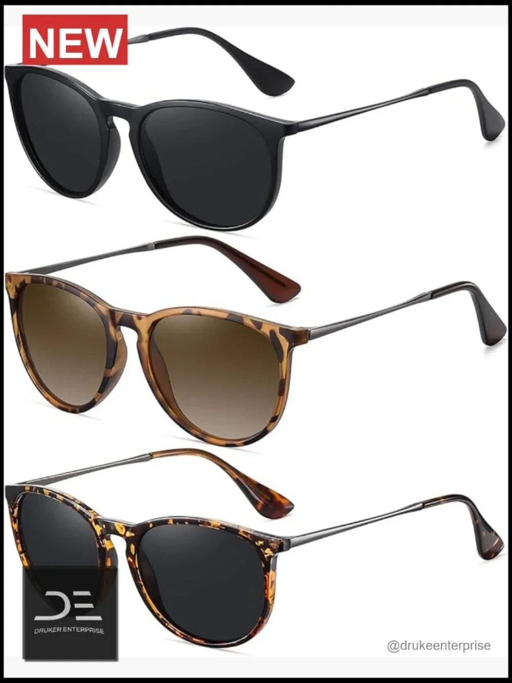 Retro Round Polarized Sunglasses for Women with UV Protection